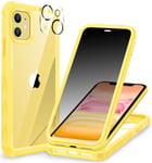 CENHUFO Anti Espion Coque iPhone 11, avec Protection écran Verre Trempé Anti Espion et Protecteur Caméra [9H HD] 360° Antichoc Téléphone Housse Double Face Case Intégrale Etui Transparente - Jaune