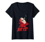 Womens Friday the 13th Jason Mask V-Neck T-Shirt