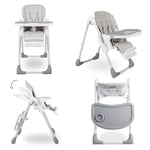 Red Kite Feed Me Lolo Luxury Kids Highchair Adjustable Six Height High-Low Grey