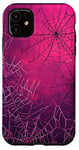 Coque pour iPhone 11 Rose Pop Art Ethnique Halloween Motif Toile d'araignée Violet