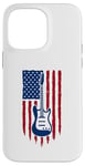 Coque pour iPhone 14 Pro Max Drapeau américain guitare électrique drapeau américain pour guitariste drapeau USA