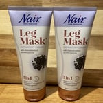 2 x 180ml Nair Leg Mask Depilatory Cream 3 in 1 Hair Remover with Charcoal FreeP