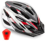 Shinmax Casque Velo Homme Femme Casque Vélo avec LED Lampe de Sécurité Protection Casque VTT et VTC avec Visière Amovible pour Adultes Casque Cyclisme pour Montagne Route Réglable Taille 57-62 cm