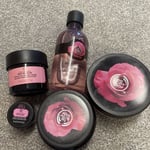 The Body Shop British Rose Body Butter, Shower Gel Body Scrub Plumping Mask New