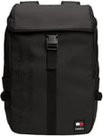 Tommy Jeans Sac à Dos Homme Daily Flap Backpack Simili Cuir, Noir (Black), Taille Unique