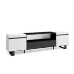 Skraut Home | Meuble TV | Banc Télé | Grand Espace de Rangement | 200x57x35cm | pour Les TV jusqu'à 80" | Design Industriel | Style Moderne | Blanc et Noir