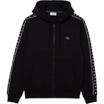 Lacoste Logo Stripe Full Zip Hettegenser Herre - Svart - str. 2XL