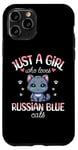 Coque pour iPhone 11 Pro Fille Qui Aime Les Chats Bleu Russe Adore Chat Bleu Russe