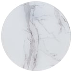 vidaXL Vidaxl bordsskiva vit ø60 cm glas med marmortextur