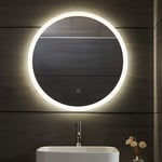 Helloshop26 - Miroir de salle de bain led rond cee tactile mural 3 en 1 éclairage blanc froid chaud neutre anti buée miroir lumineux cosmétique de