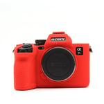 Litchi Soft Silicone Armor Camera Bag Case,Body Cover,Protective Skin,Shell,Sony A7R V,A7R5 - Type Litchi Red