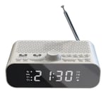 Fm-klockradio med Bluetooth-streaming, speluppspelning, LED-display, väckarklocka, 1500 mAh, Hi-Fi-högtalare med Woo