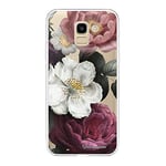 La Coque Francaise - Coque Silicone Compatible Samsung Galaxy J6 2018 - Protection Intégrale 360, Fine et Transparente - Coque Avant & Arrière - Haute Résistance - Fleurs Roses