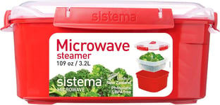 3.2L Sistema Microwave Steamer with Basket - Quick Veggie & Fish Cooker Red/Cle