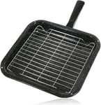 SPARES2GO Small Square Grill Pan, Rack & Detachable Handle Compatible