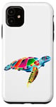 Coque pour iPhone 11 Joli motif floral tortue de mer coloré corail et coquillage