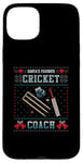 Coque pour iPhone 15 Plus Pull de Noël moche pour entraîneur de cricket préféré du Père Noël