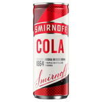 SMIRNOFF RED LABEL VODKA & COLA 12 X 250ML CANS PRE-MIXED READY TO DRINK