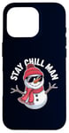 Coque pour iPhone 16 Pro Stay Chill, Man Cool Winter Snowman, Noël