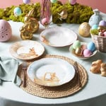 Karaca Easter Dinner Sets for 6 People - 24-Piece Easter Inspired Dinner Plate Sets, Stoneware Dinnerware Sets with Easter Plates and Bowls, Vintage Crockery & Tableware Set