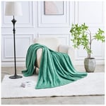 GC GAVENO CAVAILIA Large Sherpa Fleece Blanket Throw - Fluffy Throws For Sofas, Bed, Armchair - Jacquard Pattern King Size Throws - Thermal, Snuggle, Cosy Blankets and Throws - Green