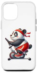 Coque pour iPhone 13 Pro Panda sur vélo d'appartement Gym Fitness Entraînement Sport