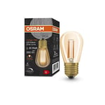 OSRAM Vintage 1906 gold tinted LED lamp, 4.8W, 360lm, mini Edison shape with 45mm diameter & E27 base, warm white light, straight filament, dimmable, life of up to 15,000 hours