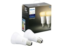 Philips Hue White Ambiance - Led-Lyspære - Form: A60 - E27 - 6 W (Ekvivalent 60 W) - Klasse F - Varmt Til Kaldt Hvitt Lys - 2000-6500 K (En Pakke 2)