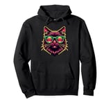 Retro Sunglasses York Chocolate Cat Pullover Hoodie