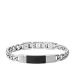 Fossil Bracelet for Men Dress, Inner Length: 180mm - 195mm Silver Stainless Steel Bracelet, JF03315040