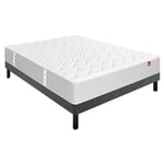 Epeda - Ensemble l'ailleurs + Sommier Confort Ferme + Pieds 160x200 Chiné Naturel Ressorts - Blanc