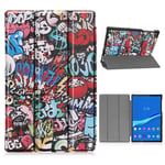 Lenovo Tab M10 FHD Plus läderfodral med trefaldigt mönster - Tecknad Graffiti