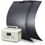 Allpowers - Générateur solaire de centrale électrique Portable avec 2 panneaux solaires flexibles monocristallins 100W pour Camping d'urgence R600