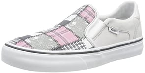 Vans Femme Asher Deluxe Basket, Patchwork Light Grey, 35 EU