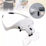 Magnifying Glasses Headset LED Light Head Headband Magnifier with 5 Lens