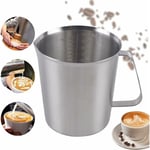 Senderpick - Gobelet doseur en acier inoxydable avec graduation, pot à lait, pichet doseur pour cuisine, café, latte, cappuccino, 1000 ml/1 litre,