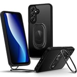 SHIELDS UP for Samsung Galaxy A35 5G Case with Stand, Phone Case clear with Double Ring Holder【Adjustable & Fodable】 Shockproof Protective Cover for Samsung Galaxy A35 5G - Frosted Black