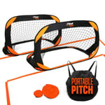 Football Flick Urban Pitch Pack | Portable Football Pitch Includes 2 x Compact Pop Up Goals 150cm x 70cm, Pitch Marker and Backpack | Take Your Football Pitch And Football Goals With You Everywhere