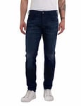 Replay men's jeans Anbass slim fit with super stretch, blue (Dark Blue 007), 34W / 34L