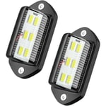 2 Pcs Lampe de Plaque d'immatriculation à LED, DC12-24V 6 LED Étanche Feu Arrière de Eclairage Plaque d'Immatriculation pour Véhicule Camion