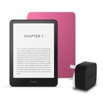 Kindle Paperwhite (2024 Release) 16 GB without ads, an Amazon Plant based Cover and an Amazon Powerfast 9W Power Adapter