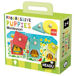 Headu- Animali Progressive Puppies Montessori Jeu éducatif 2-4 Ans, MU53641, Multicolore, Moyen