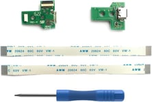 2pcs Jds-030 Replacement Prise De Port De Charge Micro Usb Pour Manette Ps4, Chargeur De Ports De Chargement Usb Socket Adaptateur Module, Flex Cable, Tournevis Pour Playstation Dualshock Contrôleur