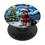 Miniature Schnauzer Starry Night Christmas Van Gogh Dog PopSockets PopGrip Adhésif