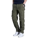 Aotorr Pantalon Cargo Polaire Elastique Homme avec Multipoches pour Hiver Pantalon Grande Taille en Coton pour Homme Vert S