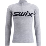 Swix RaceX Merino Half Zip, M's Light Grey Melange / Dark Navy M