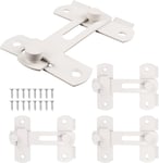 Lot De 4 Loquets De Porte De Grange, En Acier Inoxydable, Loquet De Porte Rabattable À Deux Volets, Serrure De Porte Coulissante, Loquet De Porte D'Armoire À Vin Et De Placard (Blanc)