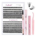 Fadlash Cluster Lashes Kit 0.07 D Curl 40+50D Mix8-16mm Natural Individual Eyelashes DIY Lash Extension Kit With Eyebrow Brush Eyelash Bond And Seal With Lash Adhesive Remover And Tweezers