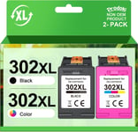 302 XL Cartouche d'encre Remplacement pour HP 302 XL Noir et Couleur Cartouche Encre pour Offic3831 3833 3830, DeskJet 3630 2130 3632, Envy 4520 4525 4527 (1 Noir, 1 Tri-Colore)