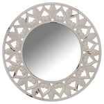 Alexandra House Living Miroir Mural Rond Blanc en Bois 5 x 54 x 55 cm